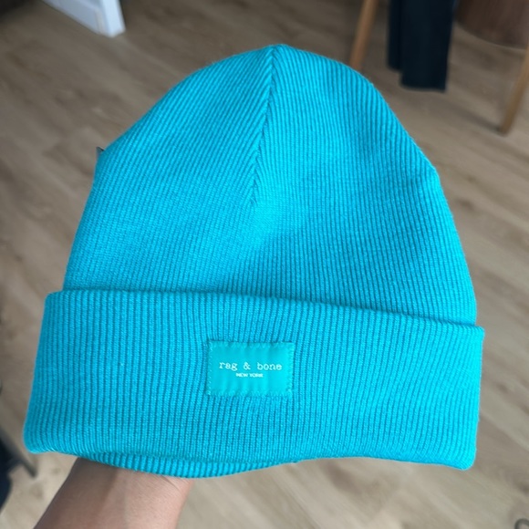 Rag & Bone Addison Beanie in Teal - Picture 4 of 4